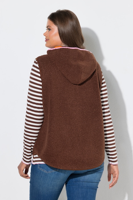 Teddy-Pullunder, Kapuze, Tasche