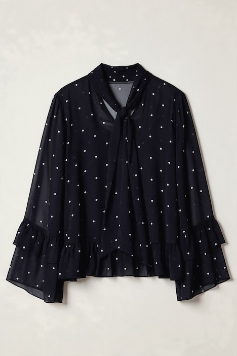 Volant-Bluse, oversized A-Linie, Dots, blickdichtes Top