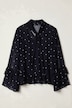 Volant-Bluse, oversized A-Linie, Dots, blickdichtes Top
