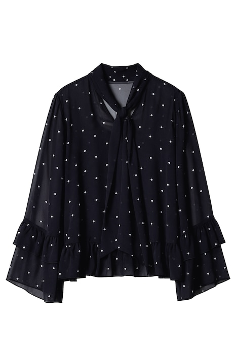 Volant-Bluse, oversized A-Linie, Dots, blickdichtes Top