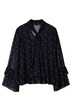 Volant-Bluse, oversized A-Linie, Dots, blickdichtes Top