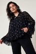 Volant-Bluse, oversized A-Linie, Dots, blickdichtes Top