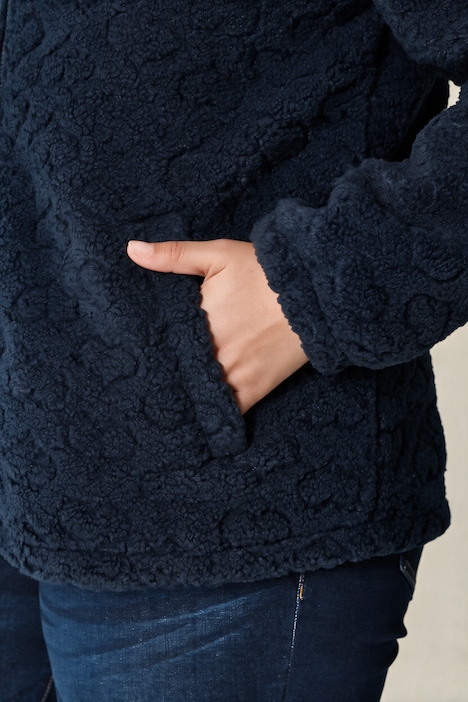 Kuschelfleece-Jacke, Herz-Prägung, Kapuze