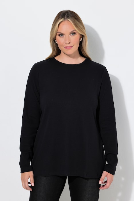 T-shirt met lange mouwen, comfort fit, ribjersey