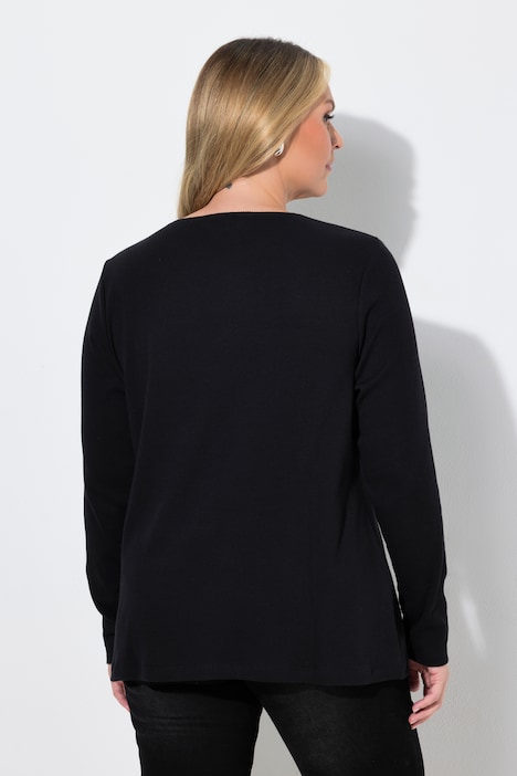 T-shirt met lange mouwen, comfort fit, ribjersey