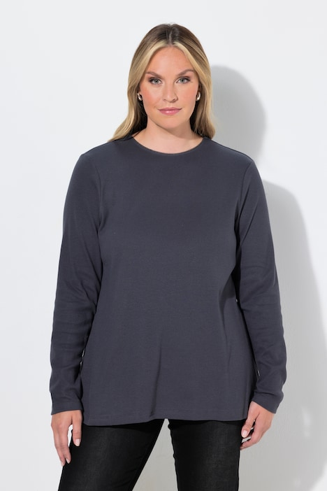 T-shirt met lange mouwen, comfort fit, ribjersey