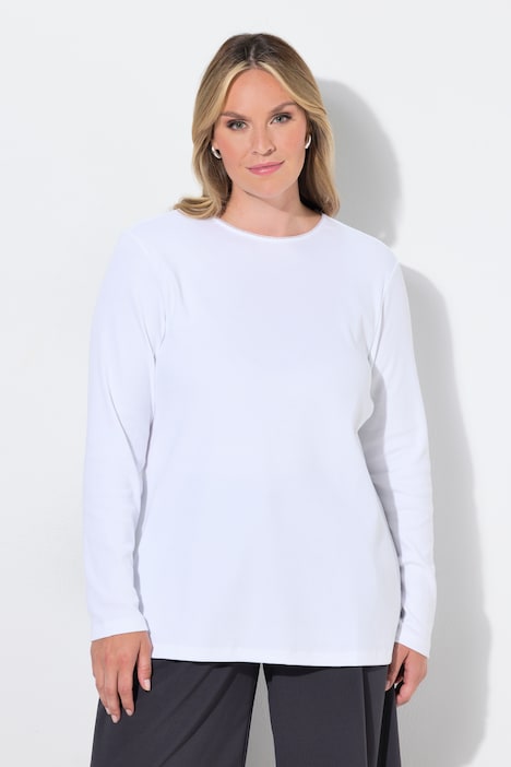 T-shirt met lange mouwen, comfort fit, ribjersey