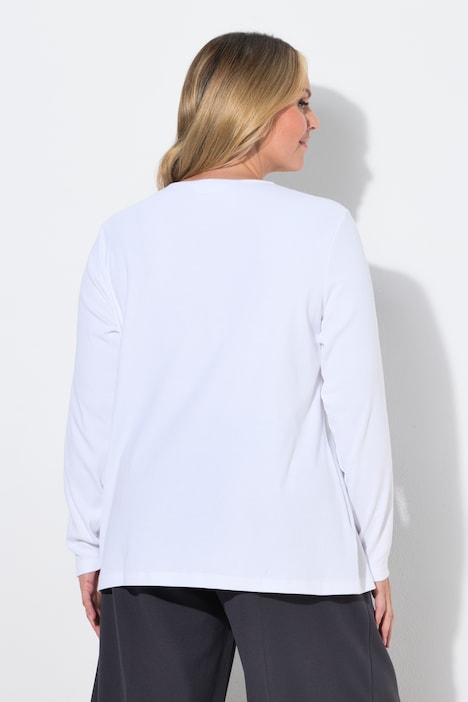 T-shirt met lange mouwen, comfort fit, ribjersey