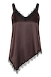Satin-Top, A-Linie, Spitze, asymmetrischer Saum