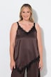 Satin-Top, A-Linie, Spitze, asymmetrischer Saum