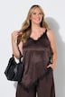 Satin-Top, A-Linie, Spitze, asymmetrischer Saum
