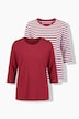 T-Shirts, 2er-Pack, uni/Ringel, Rundhals, 3/4-Arm