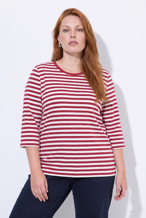 T-Shirts, 2er-Pack, uni/Ringel, Rundhals, 3/4-Arm