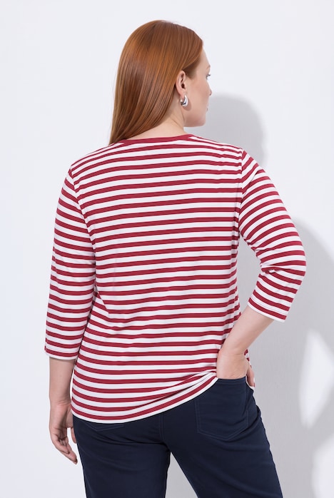 T-Shirts, 2er-Pack, uni/Ringel, Rundhals, 3/4-Arm