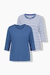 T-Shirts, 2er-Pack, uni/Ringel, Rundhals, 3/4-Arm