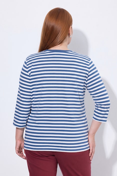 T-Shirts, 2er-Pack, uni/Ringel, Rundhals, 3/4-Arm