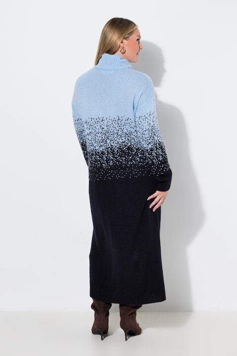 Gebreide maxi-jurk, losse pasvorm, jacquard met kleurverloop