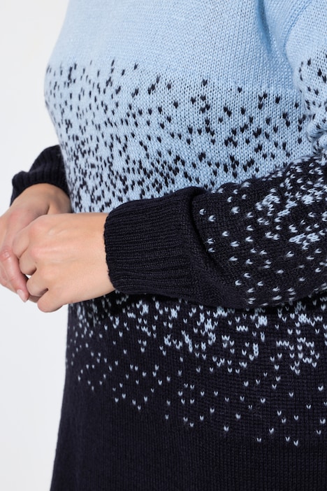 Gebreide maxi-jurk, losse pasvorm, jacquard met kleurverloop