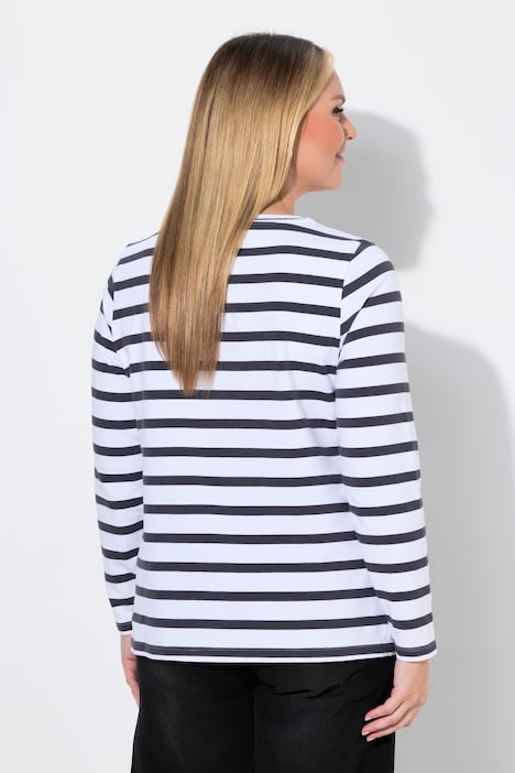 Langarmshirt, Komfort Fit, Ringel, Glitzersteinchen