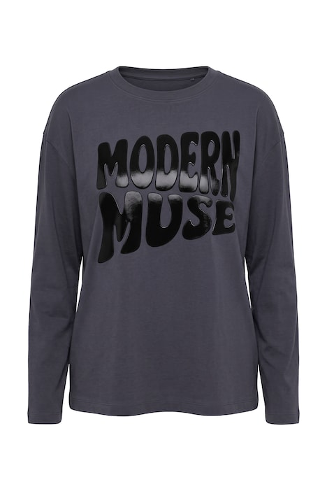 Langarmshirt, Boxy Fit, Satin-Schriftzug