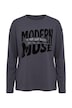 Langarmshirt, Boxy Fit, Satin-Schriftzug