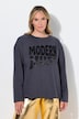 T-shirt met lange mouwen, boxy fit, satijnen opschrift
