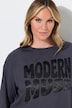 T-shirt met lange mouwen, boxy fit, satijnen opschrift