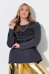 T-shirt met lange mouwen, boxy fit, satijnen opschrift