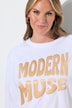 T-shirt met lange mouwen, boxy fit, satijnen opschrift