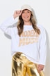 T-shirt met lange mouwen, boxy fit, satijnen opschrift