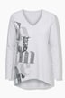 Langarmshirt, A-Linie, Glitzersteinchen, Zipfelsaum