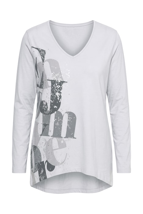 Langarmshirt, A-Linie, Glitzersteinchen, Zipfelsaum