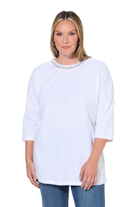 T-Shirt, Komfort Fit, Glitzersteinchen, 3/4-Ärmel