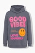 Hoodie, Boxy Fit, Kapuze, Schriftzug