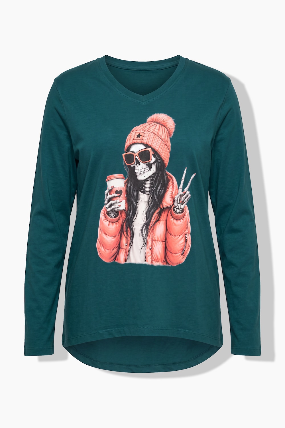 Langarmshirt, A-Linie, Lady Totenkopf Motiv