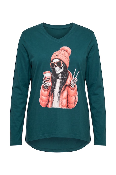 Langarmshirt, A-Linie, Lady Totenkopf Motiv