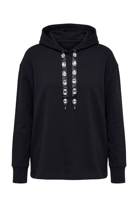 Hoodie, oversized, Kapuze mit Glitzersteinchen-Band