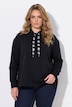 Hettegenser, oversized, hette med bånd med glitrende steiner