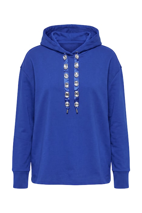 Hoodie, oversized, Kapuze mit Glitzersteinchen-Band