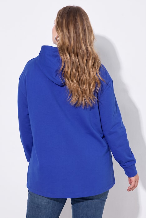 Hettegenser, oversized, hette med bånd med glitrende steiner