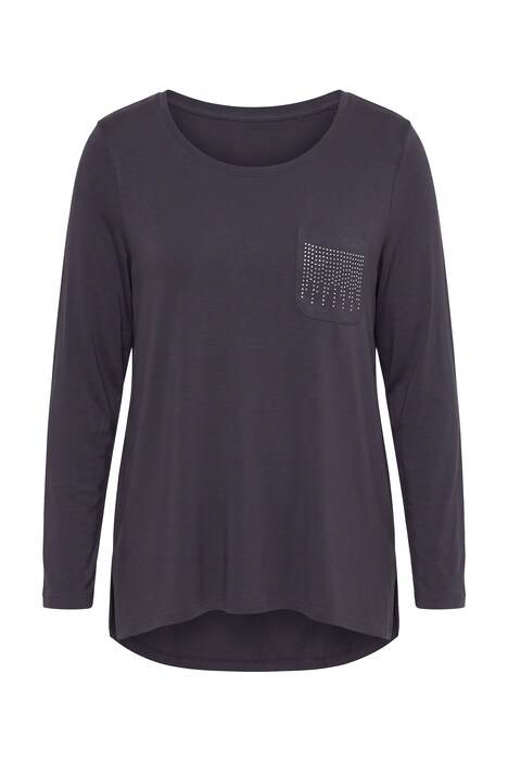 Langarmshirt, A-Linie, Brusttasche mit Glitzersteinchen