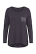 Langarmshirt, A-Linie, Brusttasche mit Glitzersteinchen