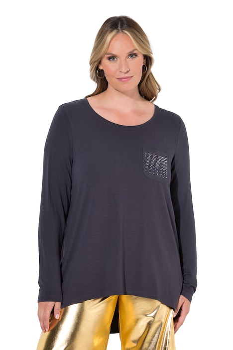 Langarmshirt, A-Linie, Brusttasche mit Glitzersteinchen