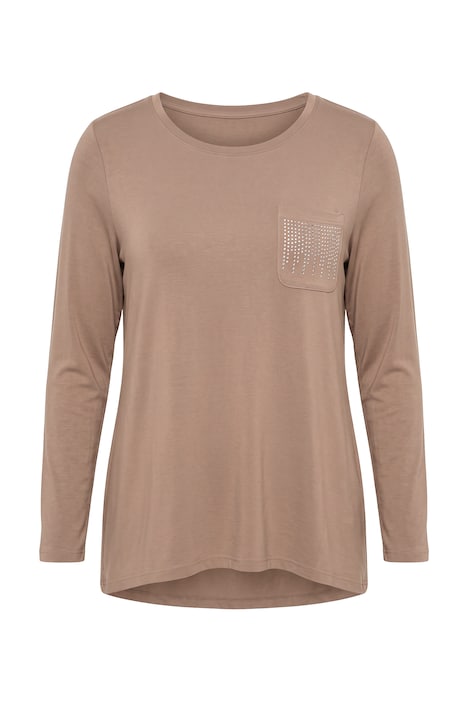 Langarmshirt, A-Linie, Brusttasche mit Glitzersteinchen