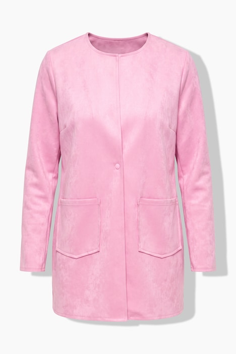 Veloursjacke, gerade Passform, offene Kanten