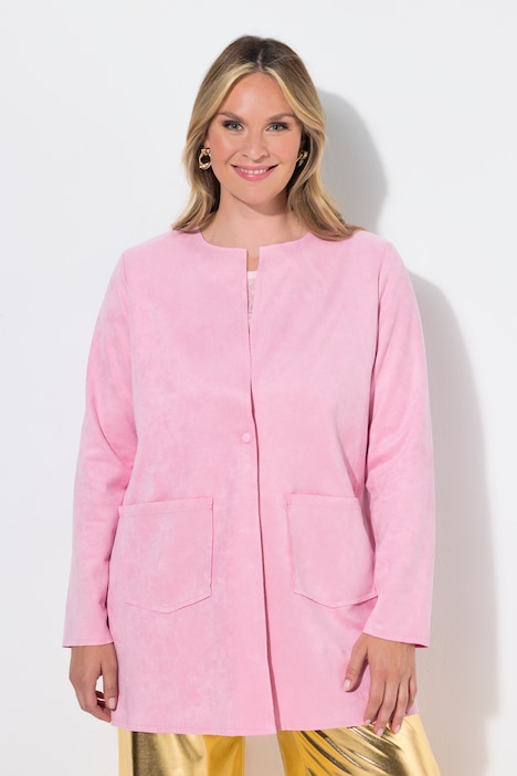 Veloursjacke, gerade Passform, offene Kanten