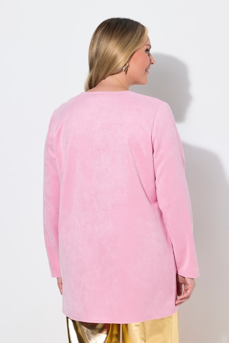 Veloursjacke, gerade Passform, offene Kanten