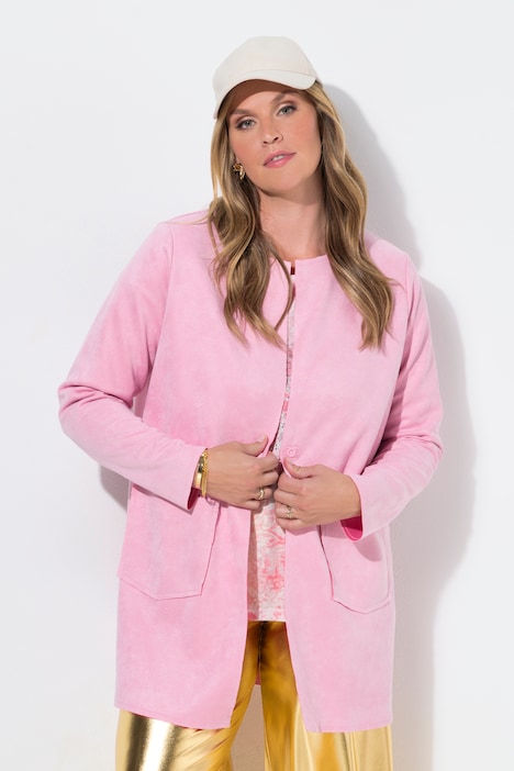 Veloursjacke, gerade Passform, offene Kanten