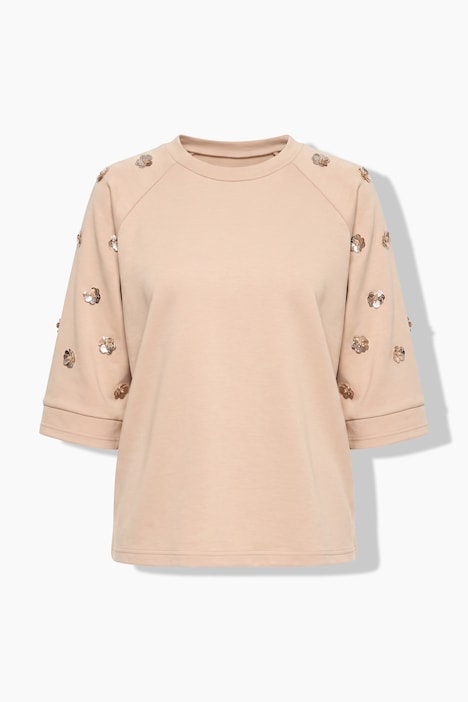 Sweatshirt, Boxy Fit, Blüten-Stickereien auf den Ärmeln