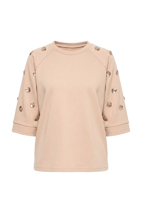 Sweatshirt, Boxy Fit, Blüten-Stickereien auf den Ärmeln